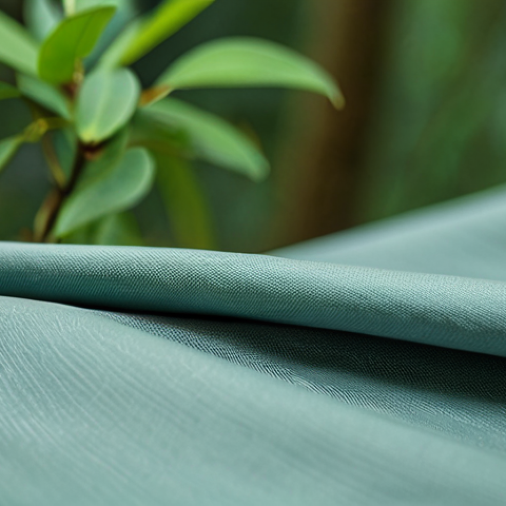 친환경 액세서리의 중요성 - Tencel Fabric Focus**
"Close-up shot of Tencel fabric, showcasing its soft texture and subtle sheen...