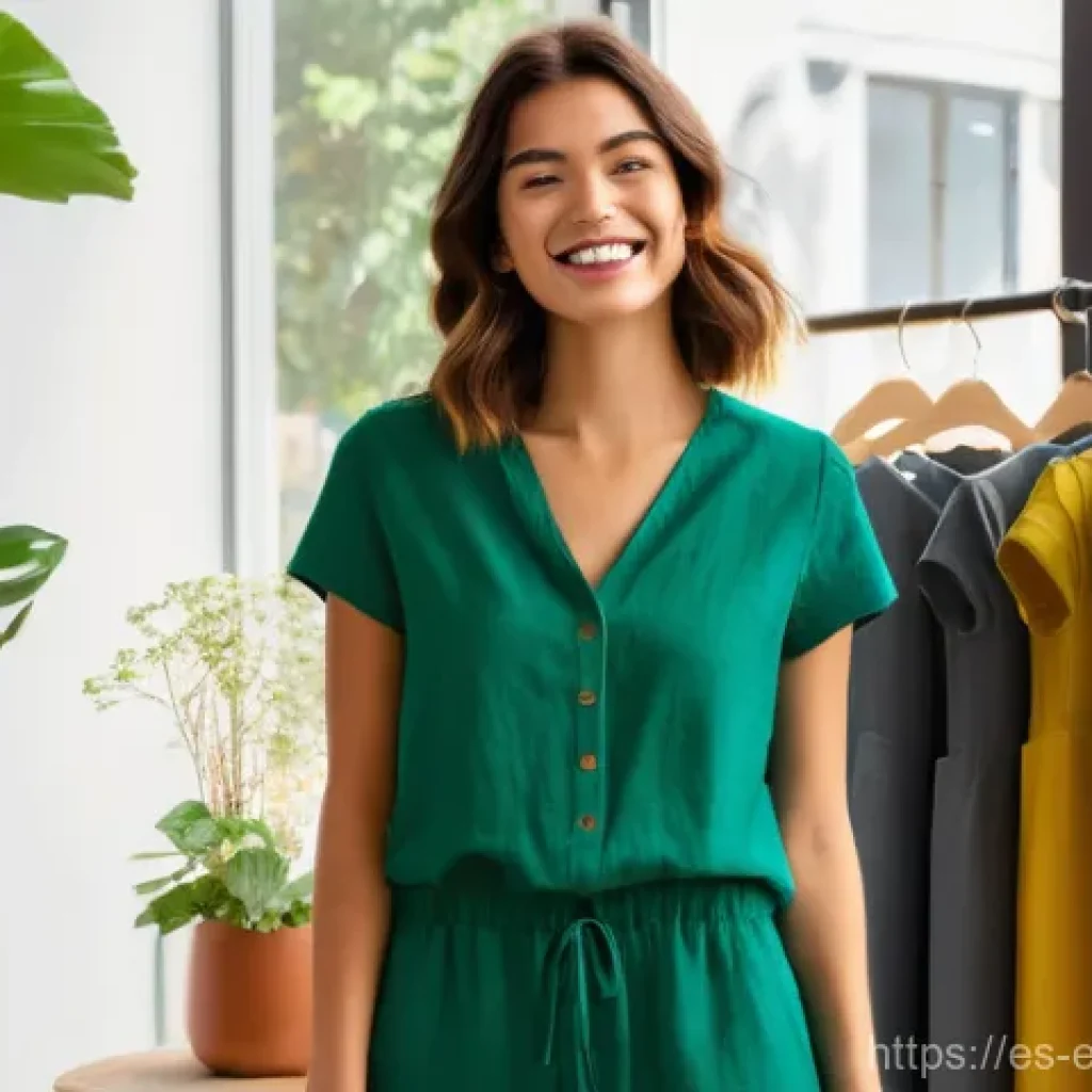 에코 프렌들리 패션의 가치 - **Prompt 1: The Joy of Discovering Sustainable Style**
    "A vibrant and stylish young woman (20s) ...