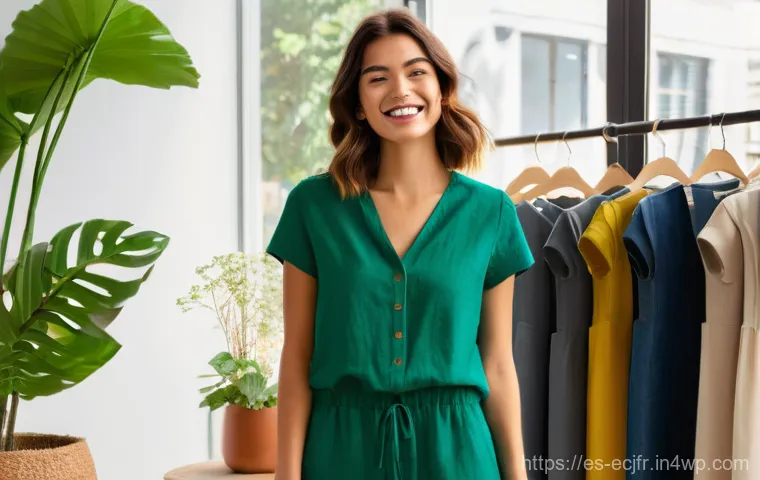 에코 프렌들리 패션의 가치 - **Prompt 1: The Joy of Discovering Sustainable Style**
"A vibrant and stylish young woman (20s) ...