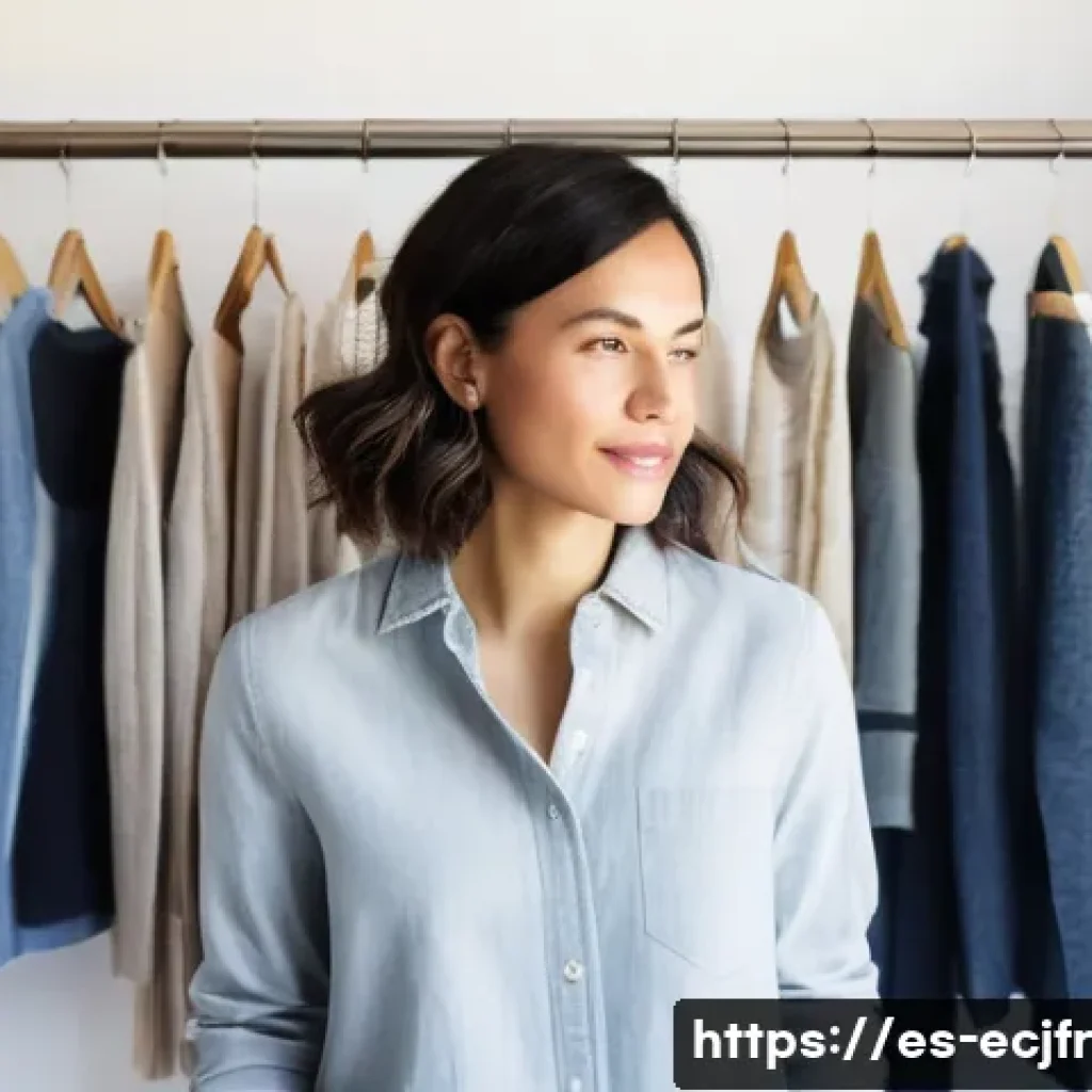 친환경 의류의 대중화 전략 - The Mindful Wardrobe Curator**

**Prompt:** A stylish woman in her late 20s to early 30s, dressed in...