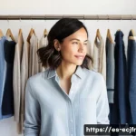 Home 22 친환경 의류의 대중화 전략 - The Mindful Wardrobe Curator**
**Prompt:** A stylish woman in her late 20s to early 30s, dressed in...